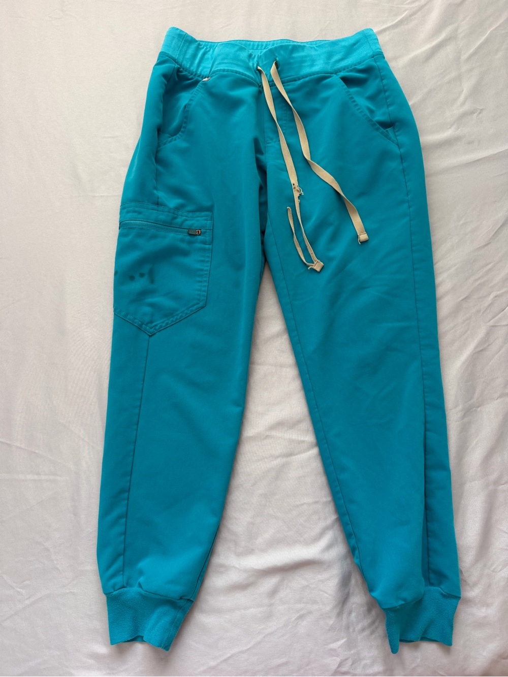 Figs Women’s Teal Zamora Jogger Pants with Drawstring and Cargo Pocket